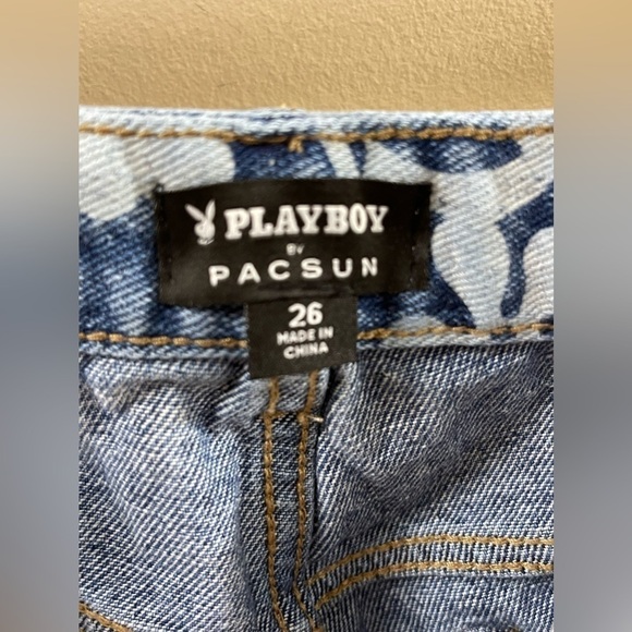Pacsun Pac Sun X Playboy Bunny Blue Denim Shorts Women’s Size 26 - Picture 4 of 7